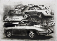 Radierung PORSCHE 356 SC