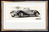 Morgan+8 / Radierung im Modellrahmen / Weißgold / Außenmaß 85 x 55 cm