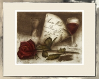 Radierung / Rose, Wein im Modellrahmen 1737