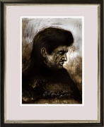Johnny Cash 1 / Gouache / Druck im Rahmen