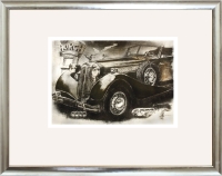 HORCH Sport Cabriolet 853 / Radierung im Rahmen