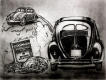 VW Brezelkäfer / Radierung 1161 