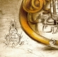 Radierung / Waldhorn Engelbert Schmid im Modellrahmen 1651