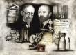 Radierung / Emil von Behring und Paul Ehrlich