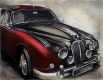 Radierung / Jaguar MK II in Rot