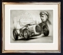 Radierung / Bernd Rosemeyer / Auto Union im Rahmen